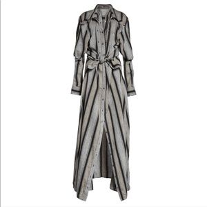 Y / PROJECT Linen Stripe Belted Tie Maxi
